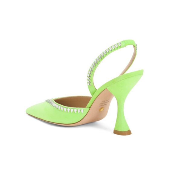 STUART WEITZMAN Chartreuse Made In Spain Suede Xcurve Slingback Pumps - Picture 2 of 2